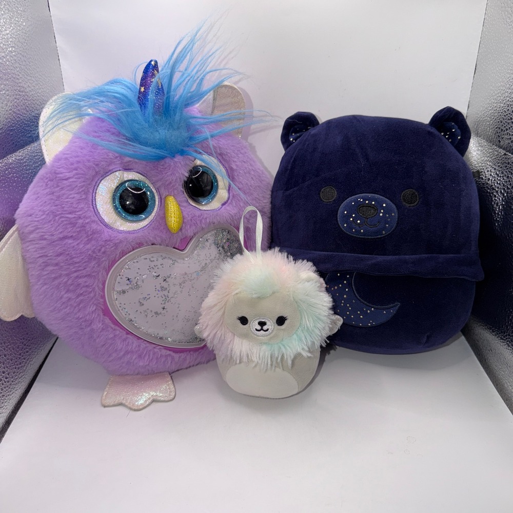 Rainbocorns Squishmallows Mixed Lot Purple Owl‎ Blue Moon Bear Kawaii Plush Lot